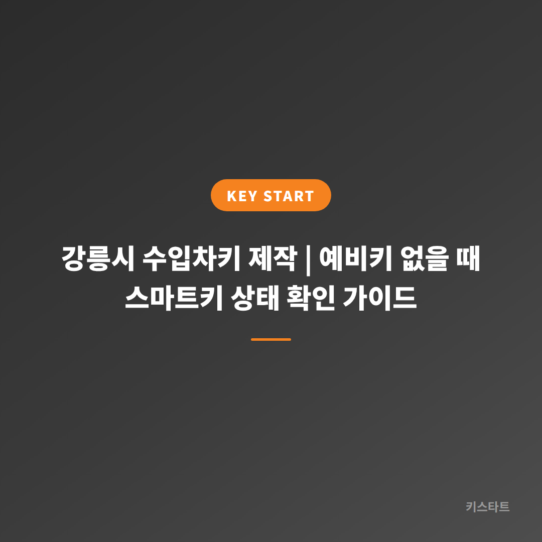 강릉시 수입차키 제작 | 예비키 없을 때 스마트키 상태 확인 가이드