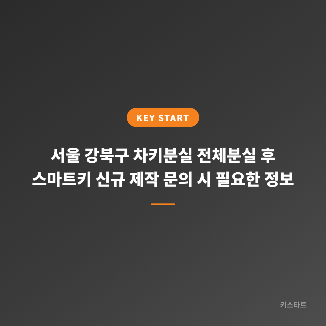 서울 강북구 차키분실 전체분실 후 스마트키 신규 제작 문의 시 필요한 정보