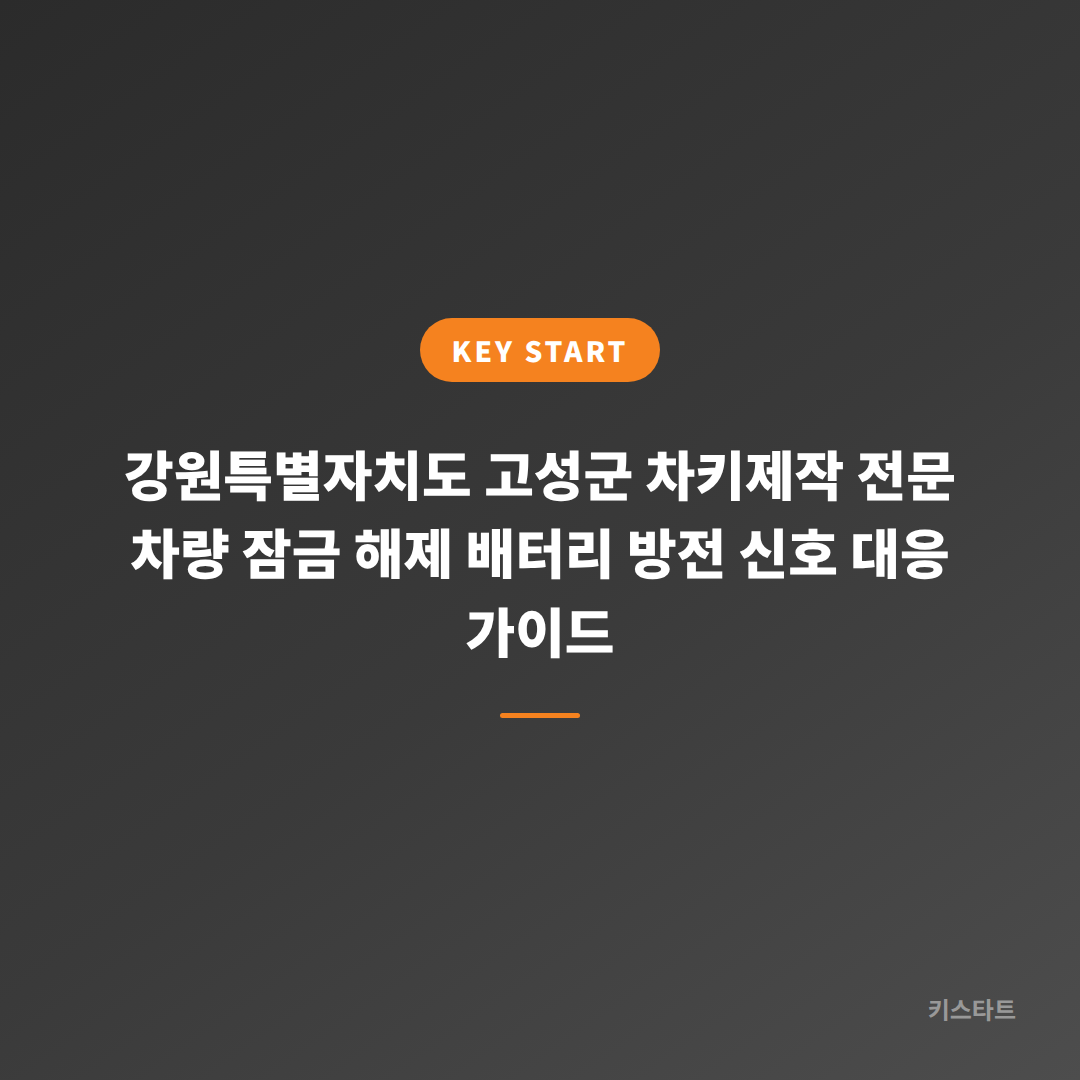 강원특별자치도 고성군 차키제작 전문 차량 잠금 해제 배터리 방전 신호 대응 가이드