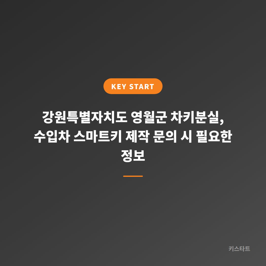 강원특별자치도 영월군 차키분실, 수입차 스마트키 제작 문의 시 필요한 정보