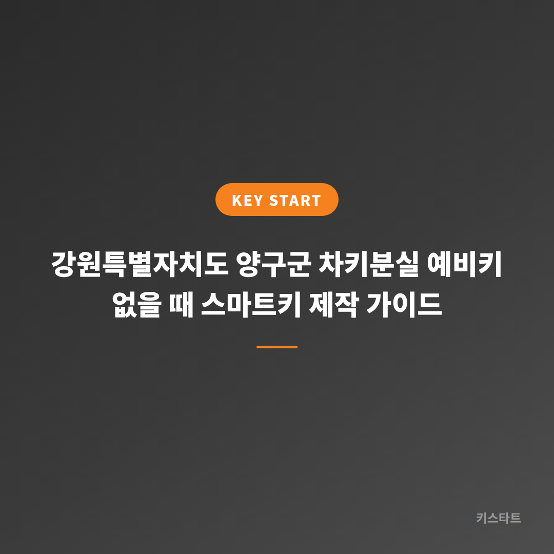 강원특별자치도 양구군 차키분실 예비키 없을 때 스마트키 제작 가이드