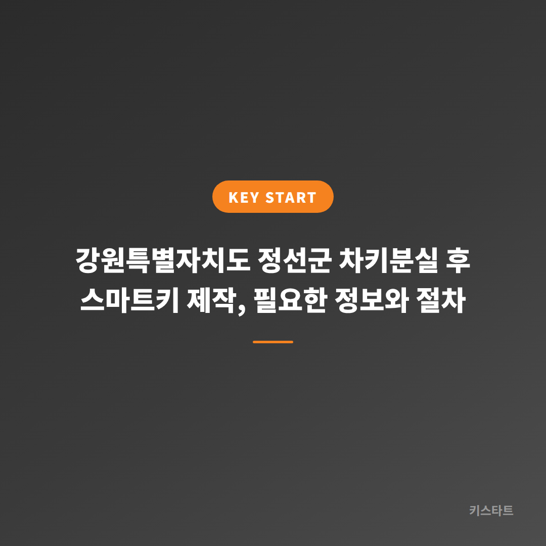 강원특별자치도 정선군 차키분실 후 스마트키 제작, 필요한 정보와 절차