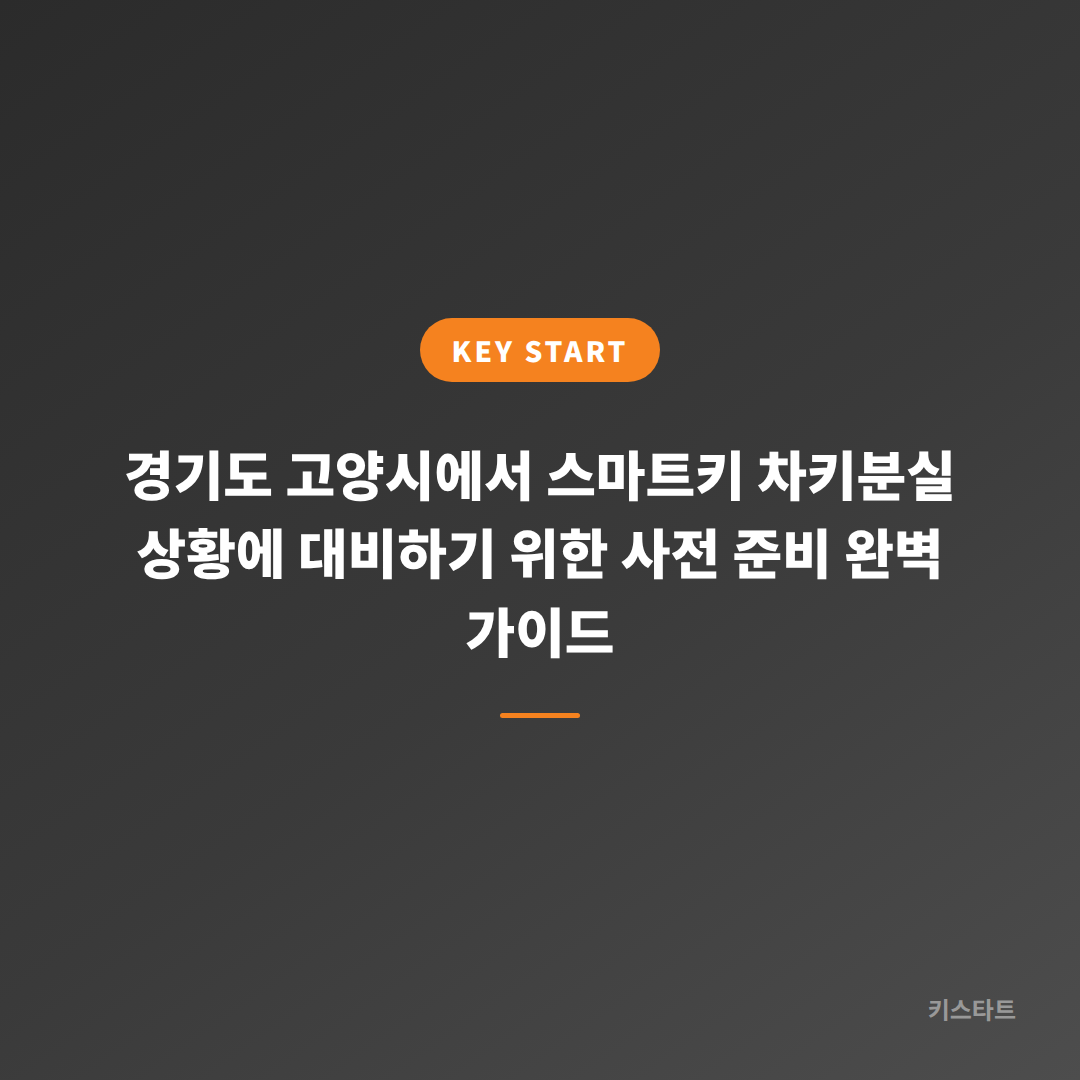 경기도 고양시에서 스마트키 차키분실 상황에 대비하기 위한 사전 준비 완벽 가이드