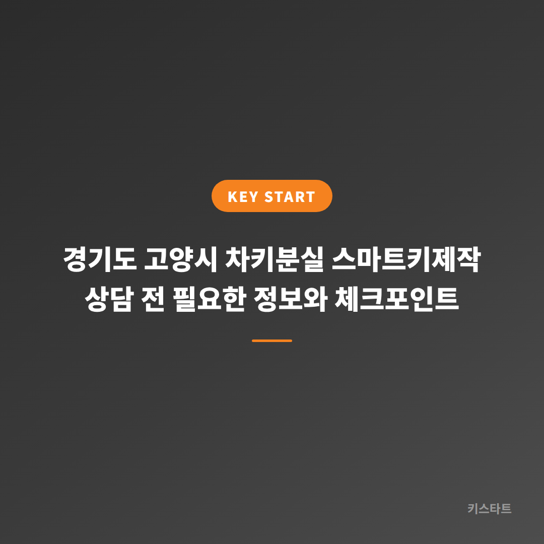 경기도 고양시 차키분실 스마트키제작 상담 전 필요한 정보와 체크포인트