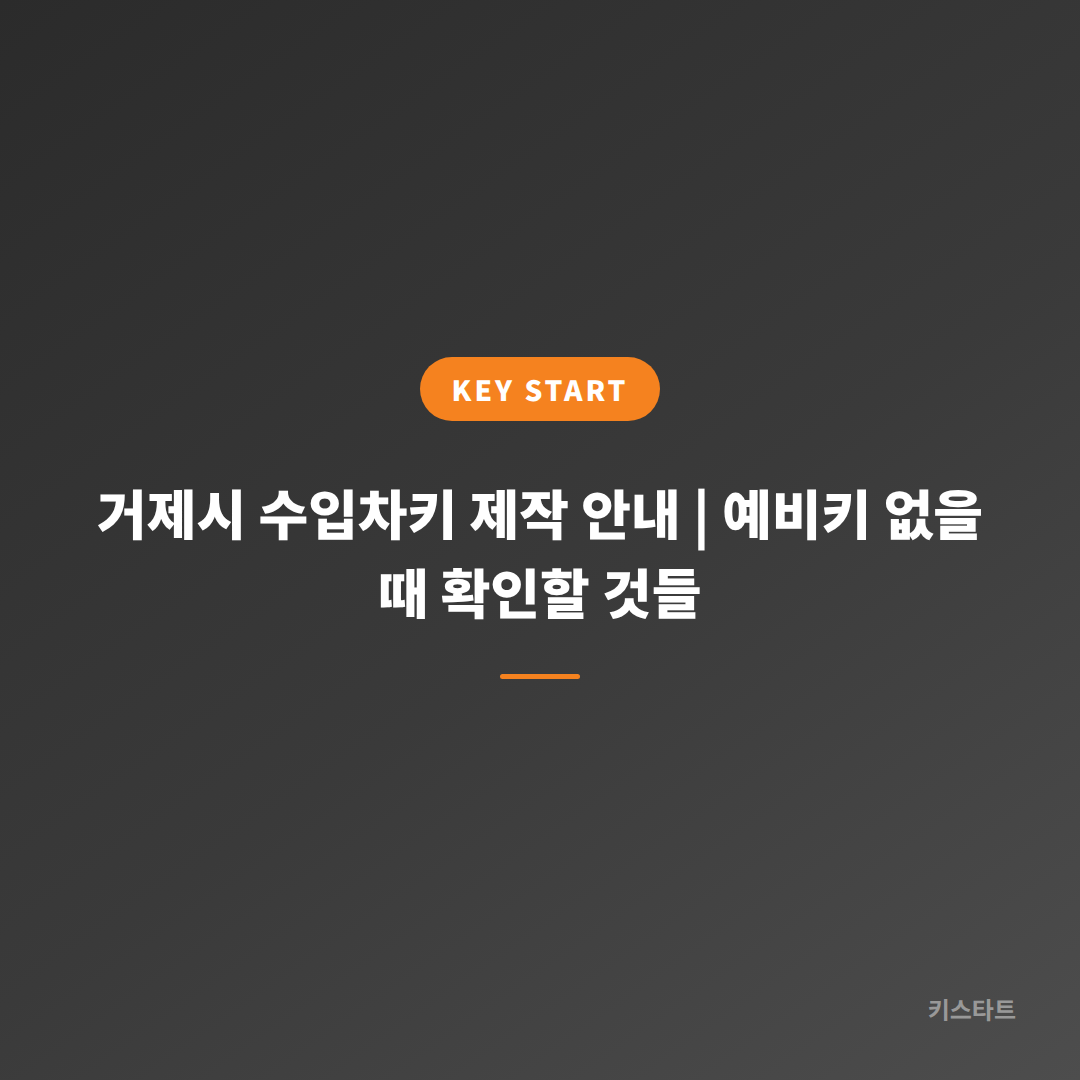 거제시 수입차키 제작 안내 | 예비키 없을 때 확인할 것들