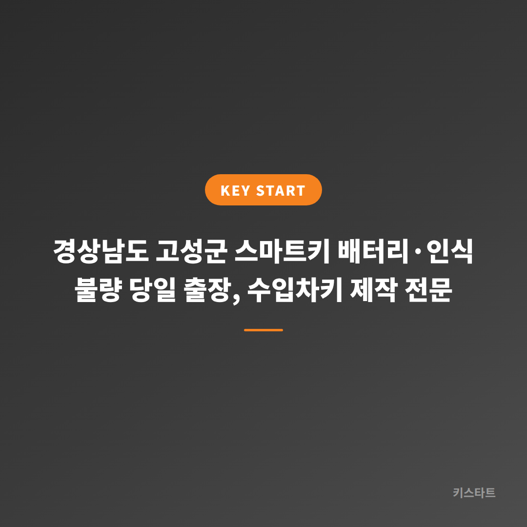 경상남도 고성군 스마트키 배터리·인식 불량 당일 출장, 수입차키 제작 전문