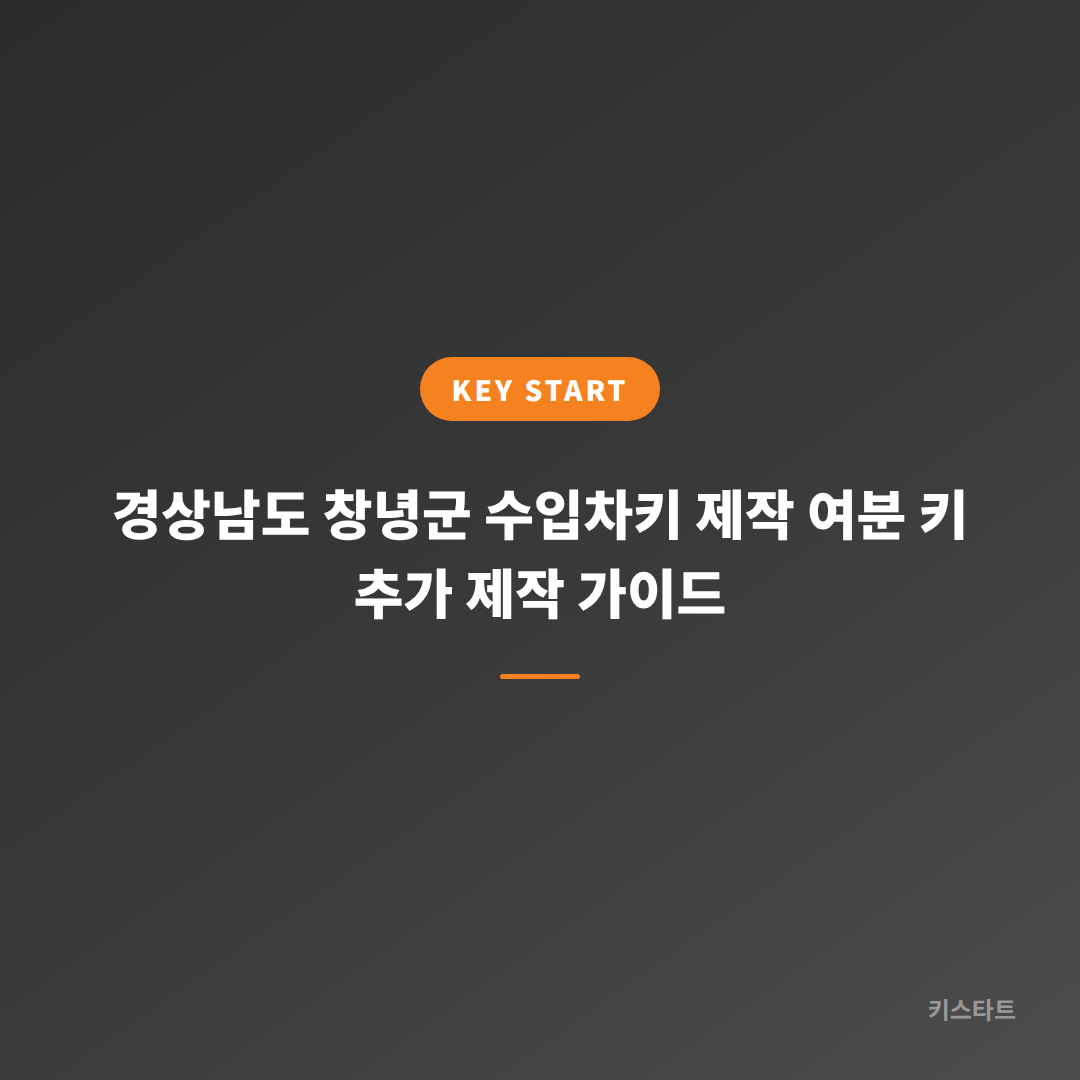 경상남도 창녕군 수입차키 제작 여분 키 추가 제작 가이드