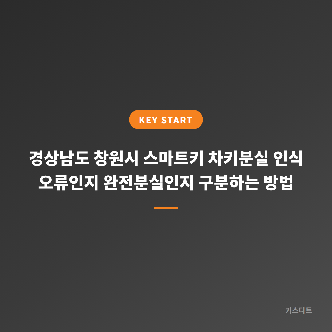 경상남도 창원시 스마트키 차키분실 인식 오류인지 완전분실인지 구분하는 방법