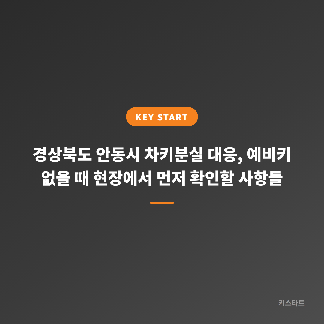 경상북도 안동시 차키분실 대응, 예비키 없을 때 현장에서 먼저 확인할 사항들