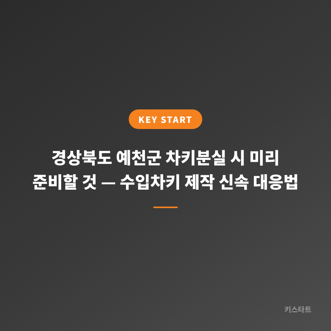 경상북도 예천군 차키분실 시 미리 준비할 것 — 수입차키 제작 신속 대응법