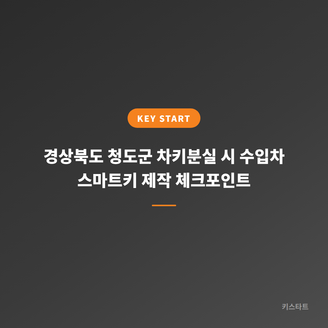 경상북도 청도군 차키분실 시 수입차 스마트키 제작 체크포인트
