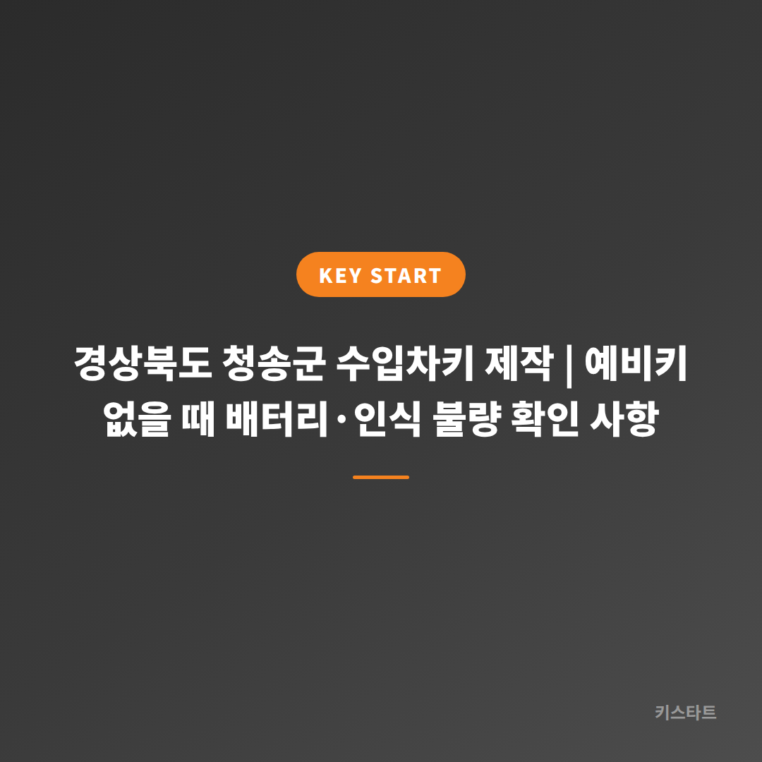 경상북도 청송군 수입차키 제작 | 예비키 없을 때 배터리·인식 불량 확인 사항
