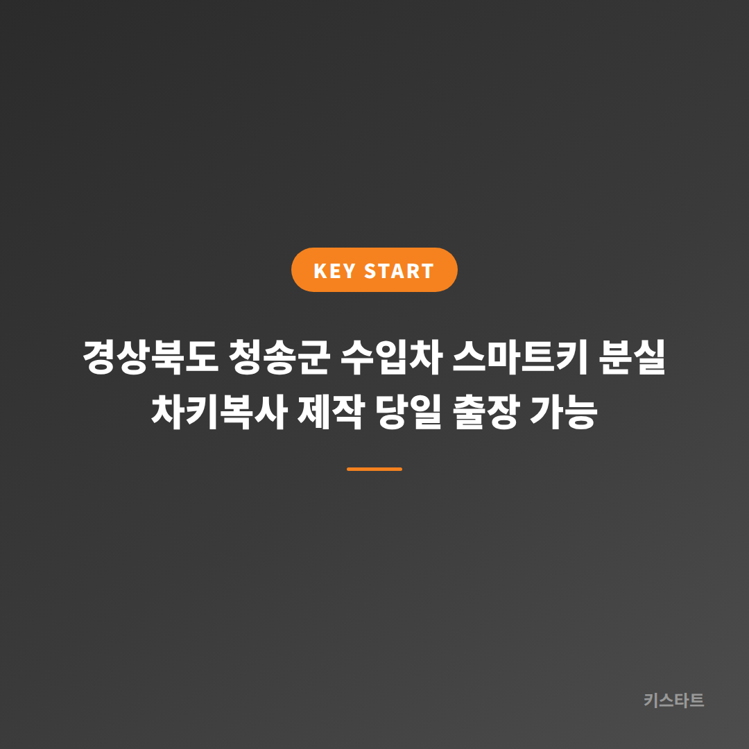경상북도 청송군 수입차 스마트키 분실 차키복사 제작 당일 출장 가능