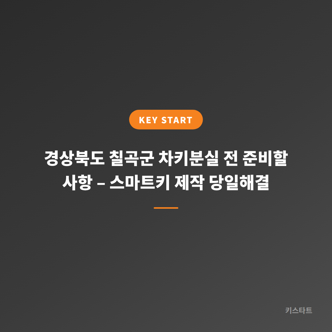 경상북도 칠곡군 차키분실 전 준비할 사항 – 스마트키 제작 당일해결