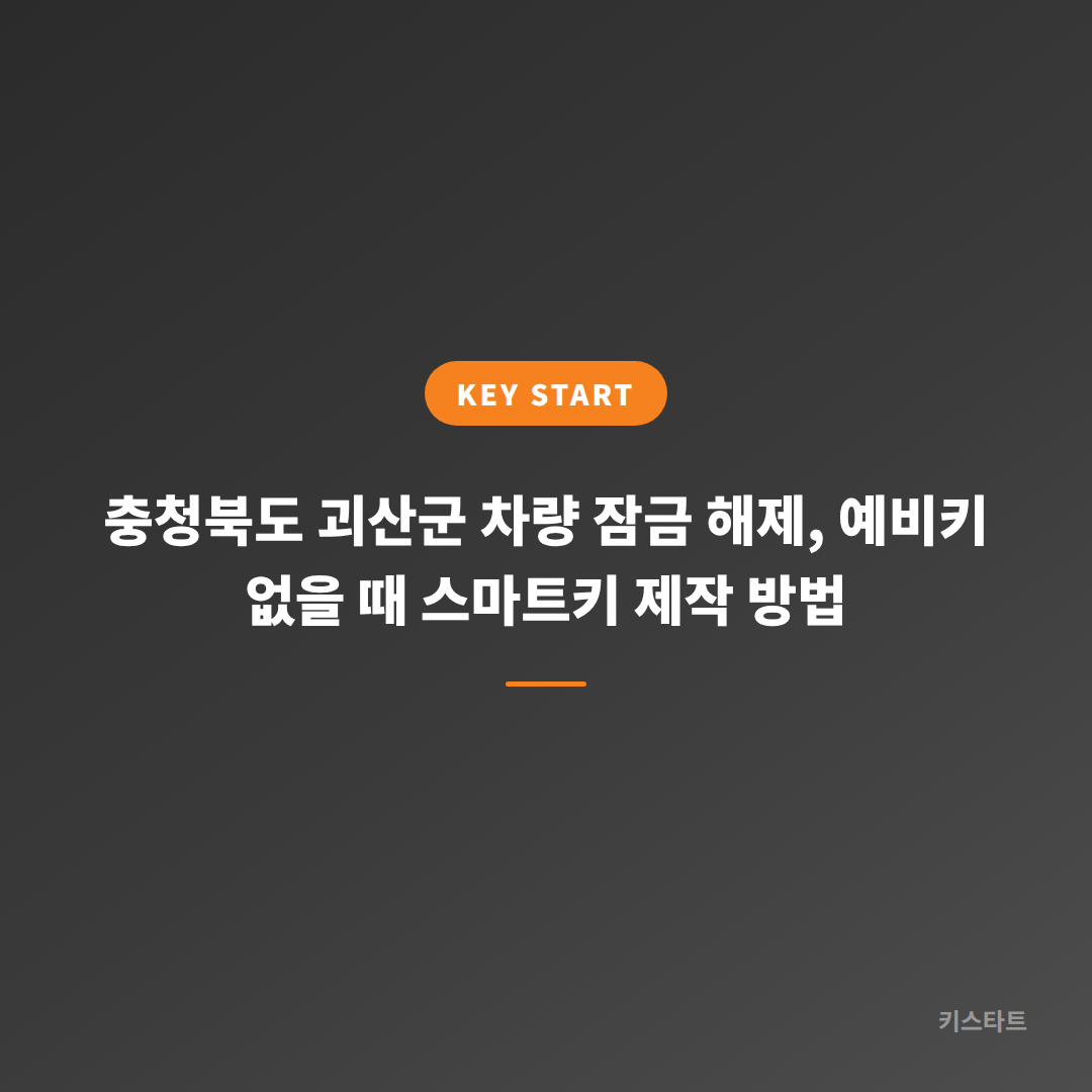충청북도 괴산군 차량 잠금 해제, 예비키 없을 때 스마트키 제작 방법