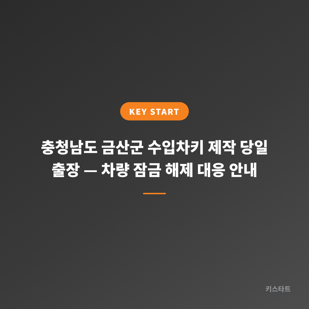충청남도 금산군 수입차키 제작 당일 출장 — 차량 잠금 해제 대응 안내
