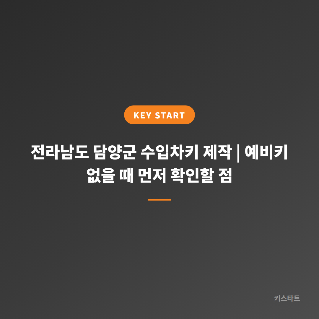 전라남도 담양군 수입차키 제작 | 예비키 없을 때 먼저 확인할 점