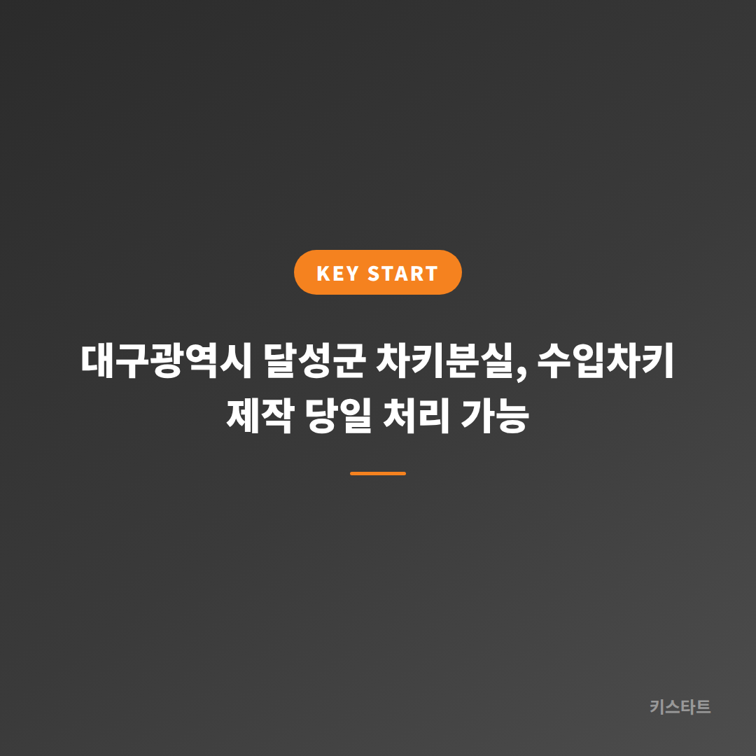 대구광역시 달성군 차키분실, 수입차키 제작 당일 처리 가능
