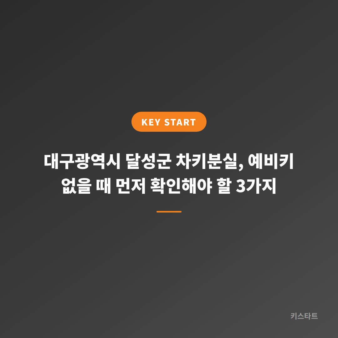 대구광역시 달성군 차키분실, 예비키 없을 때 먼저 확인해야 할 3가지