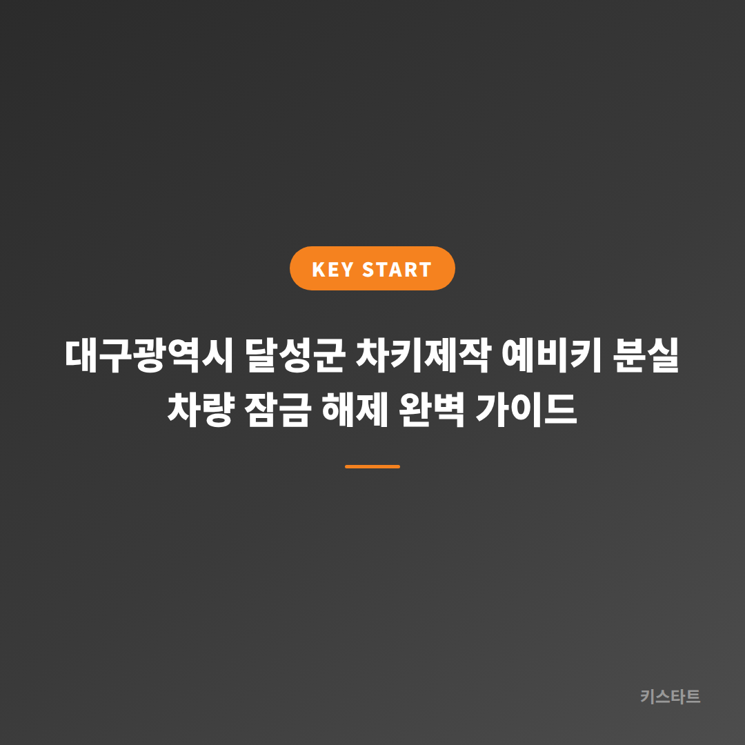 대구광역시 달성군 차키제작 예비키 분실 차량 잠금 해제 완벽 가이드