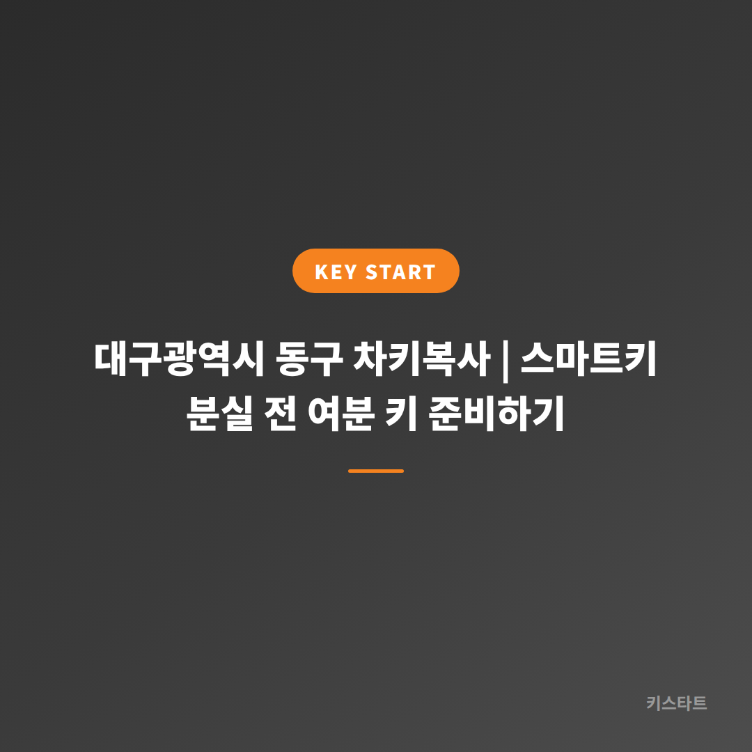 대구광역시 동구 차키복사 | 스마트키 분실 전 여분 키 준비하기