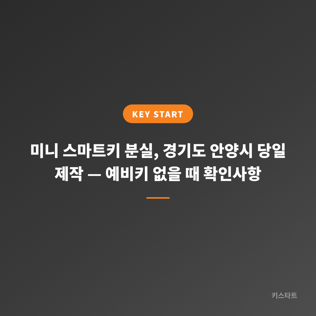 미니 스마트키 분실, 경기도 안양시 당일 제작 — 예비키 없을 때 확인사항