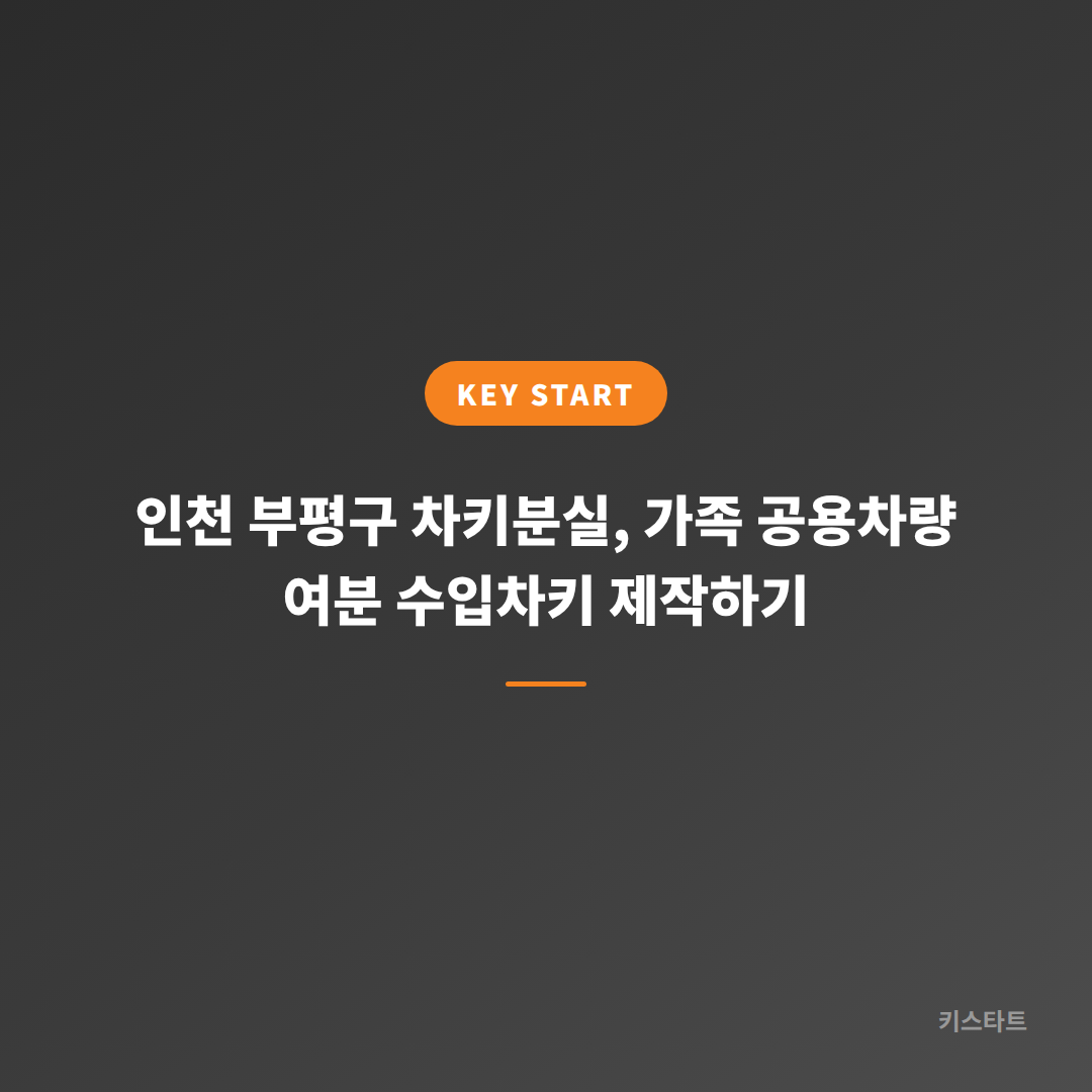 인천 부평구 차키분실, 가족 공용차량 여분 수입차키 제작하기