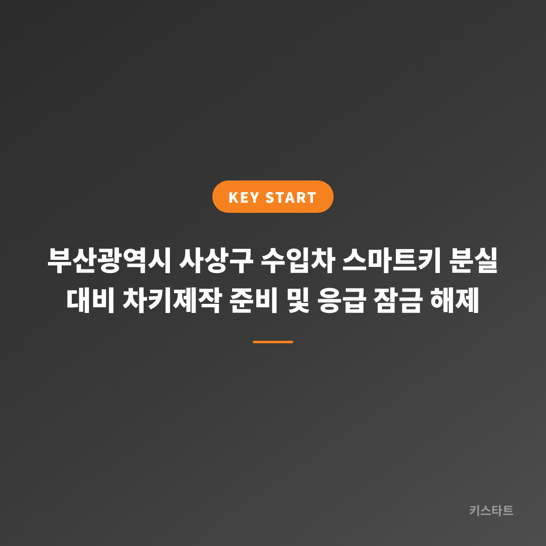 부산광역시 사상구 수입차 스마트키 분실 대비 차키제작 준비 및 응급 잠금 해제 대표 이미지