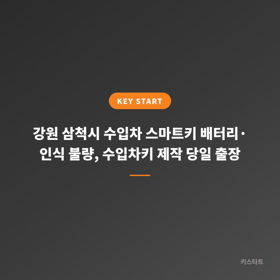 강원 삼척시 수입차 스마트키 배터리·인식 불량, 수입차키 제작 당일 출장