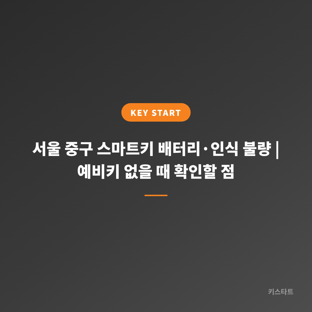 서울 중구 스마트키 배터리·인식 불량 | 예비키 없을 때 확인할 점