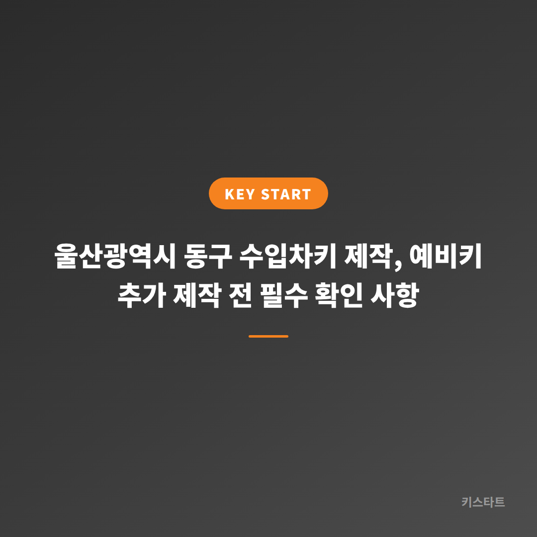 울산광역시 동구 수입차키 제작, 예비키 추가 제작 전 필수 확인 사항