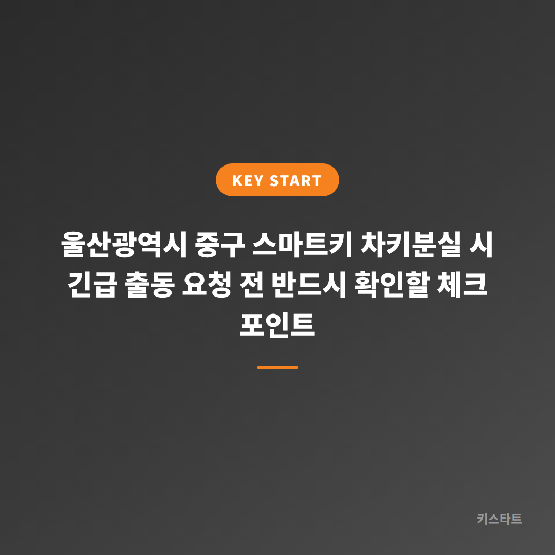 울산광역시 중구 스마트키 차키분실 시 긴급 출동 요청 전 반드시 확인할 체크 포인트