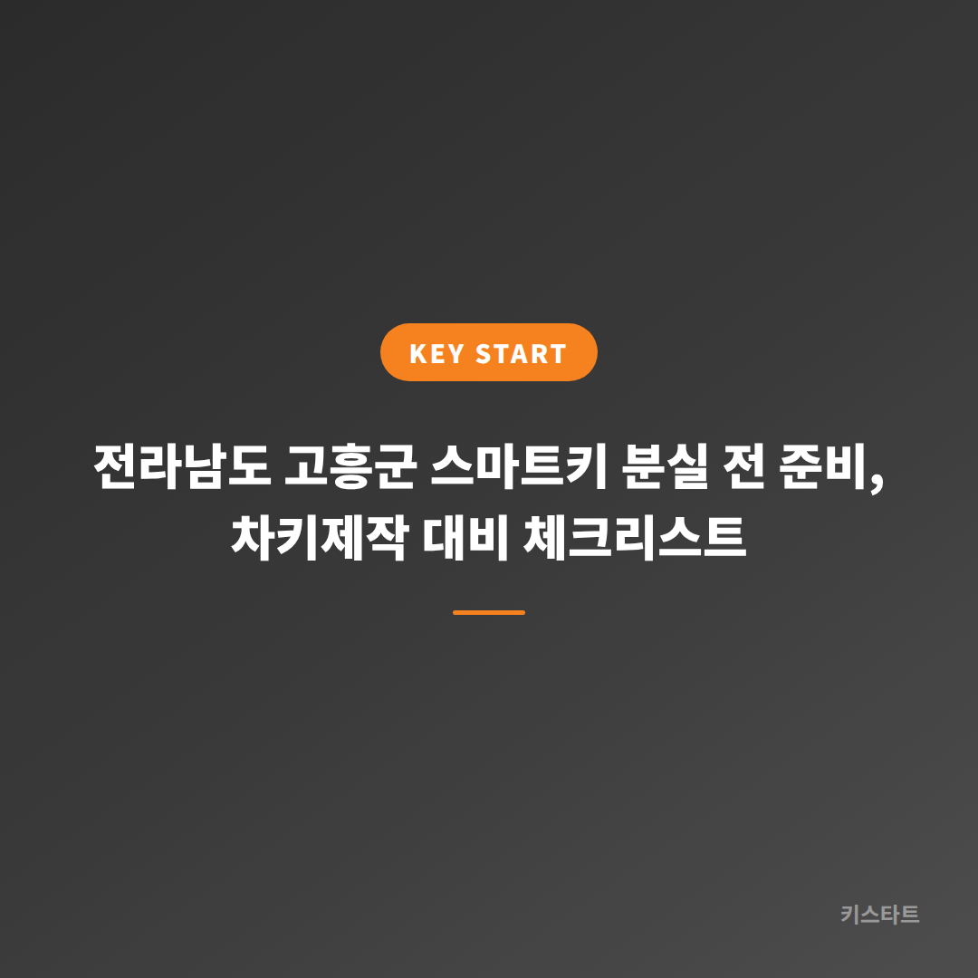 전라남도 고흥군 스마트키 분실 전 준비, 차키제작 대비 체크리스트
