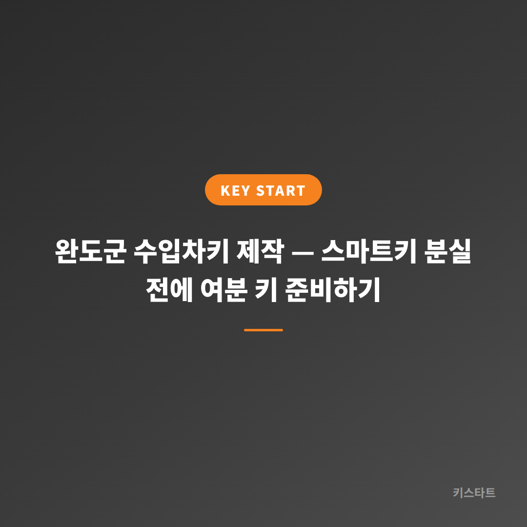 완도군 수입차키 제작 — 스마트키 분실 전에 여분 키 준비하기