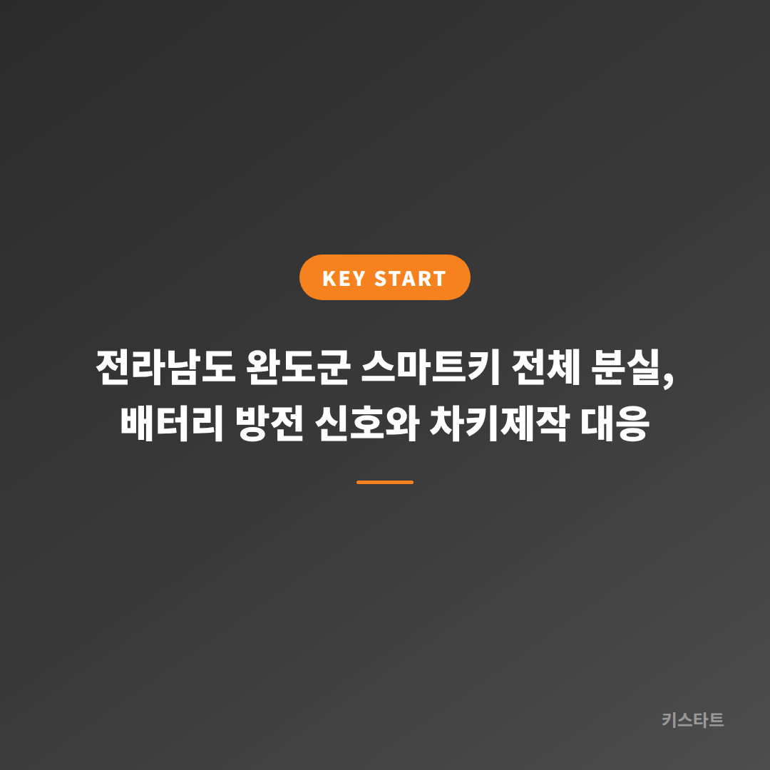 전라남도 완도군 스마트키 전체 분실, 배터리 방전 신호와 차키제작 대응