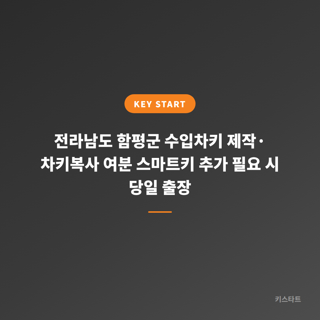 전라남도 함평군 수입차키 제작·차키복사 여분 스마트키 추가 필요 시 당일 출장