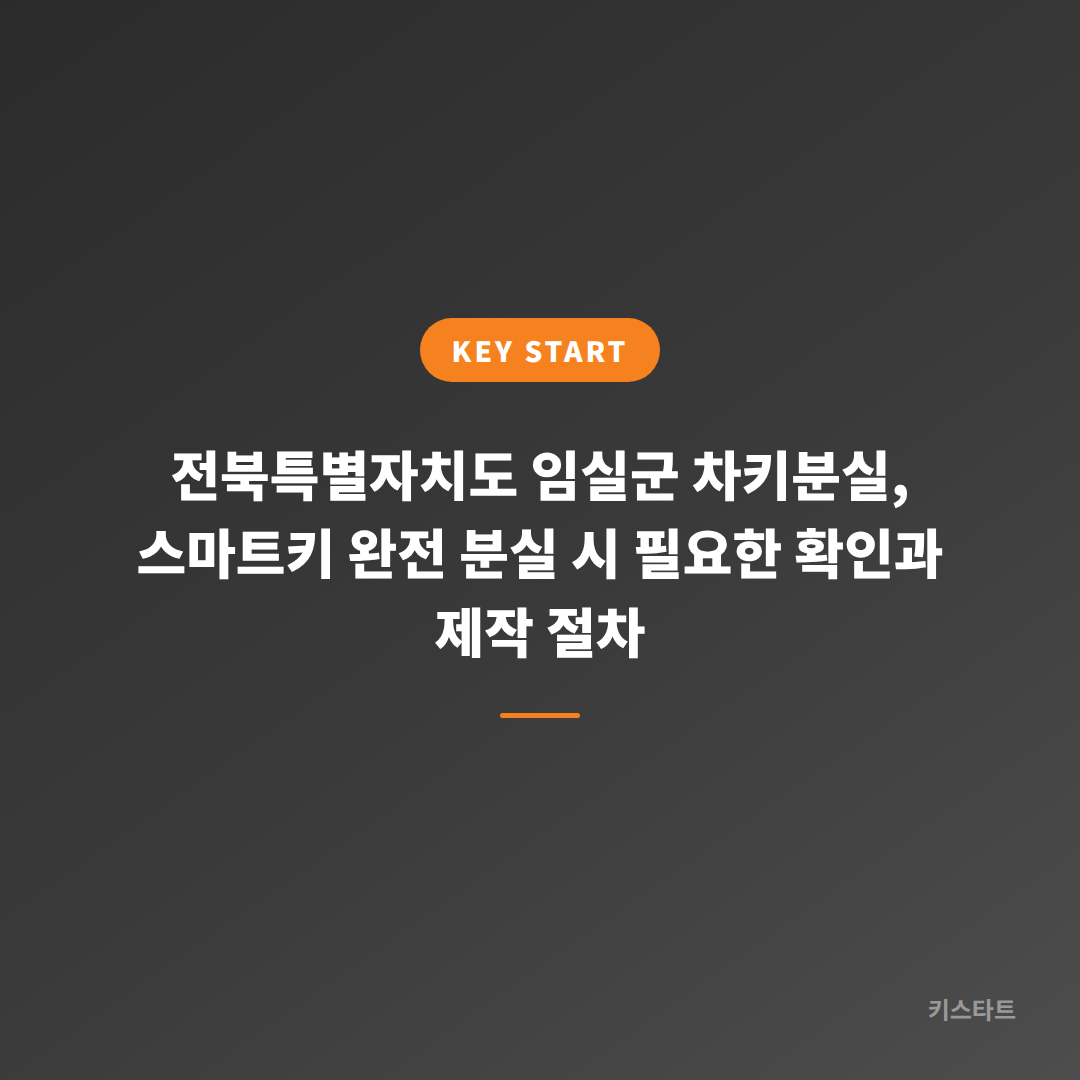 전북특별자치도 임실군 차키분실, 스마트키 완전 분실 시 필요한 확인과 제작 절차