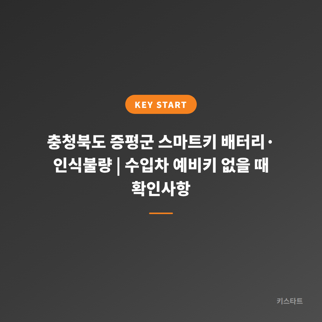 충청북도 증평군 스마트키 배터리·인식불량 | 수입차 예비키 없을 때 확인사항