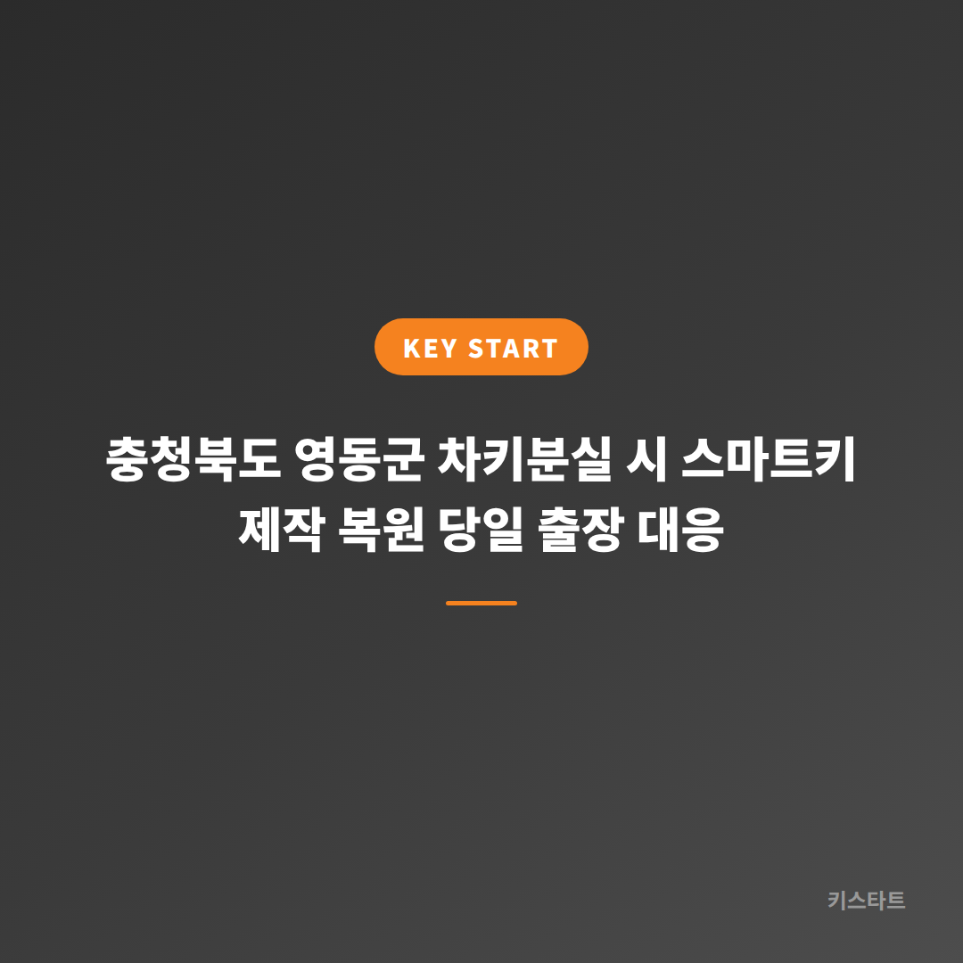 충청북도 영동군 차키분실 시 스마트키 제작 복원 당일 출장 대응
