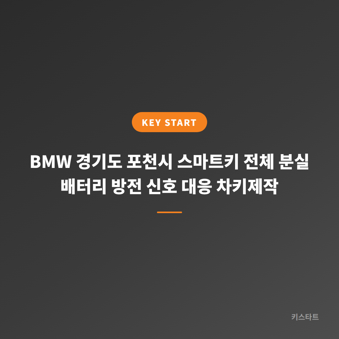 BMW 경기도 포천시 스마트키 전체 분실 배터리 방전 신호 대응 차키제작