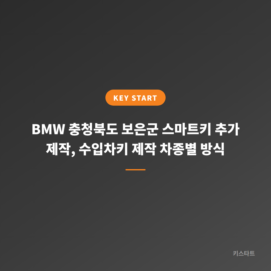 BMW 충청북도 보은군 스마트키 추가 제작, 수입차키 제작 차종별 방식