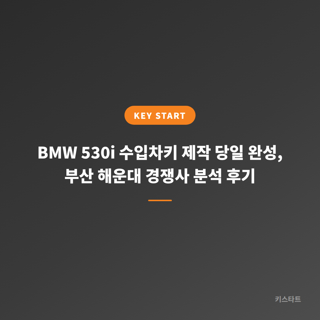 BMW 530i 수입차키 제작 당일 완성, 부산 해운대 경쟁사 분석 후기 대표 이미지
